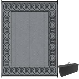 9' x 12' RV Mat, Outdoor Patio Rug / Large Camping Carpet with Carrying Bag, Waterproof Plastic Straw, Design for Backyard