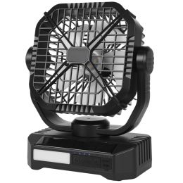 10400mAh Solar fan, Camping Fan with Solar Panel & LED Lantern, 7W 8 Inch Portable Rechargeable Battery Powered for Outside