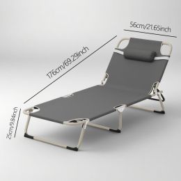 Gray comfortable folding camping bed for adults - portable folding guest bed, suitable for outdoor naps, vacations and outdoor camping
