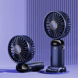 Portable Fan, Handheld Fan Personal Mini Fan 4200mAh Rechargeable With 5 Speeds, Battery Operated Mini Fan With LED Display (Color: Blue)