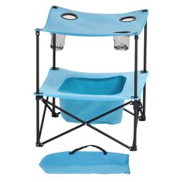 Folding Camping Table, Portable Outdoor Lightweight Picnic Table, 600D Oxford Fabric Waterproof Canvas Travel Beach Tables, with 4 Cup Holders (size: 22 inch)